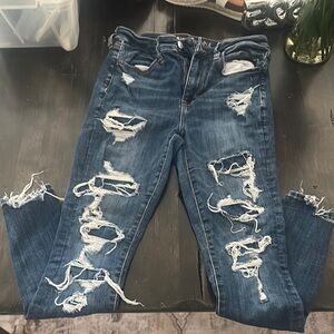 Blue Distressed Women's Jeans